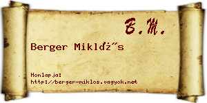 Berger Miklós névjegykártya